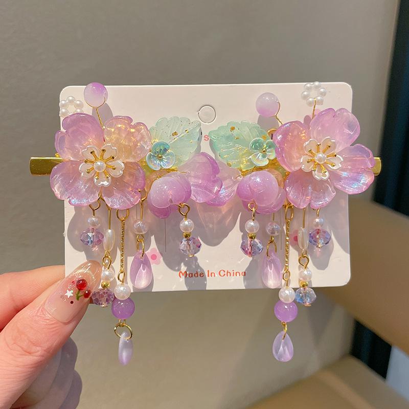 Chinese Style Hanfu Hairpin Set for Girls - Includes Hair Clips, Swaying Tassels, and Butterfly Accessories
