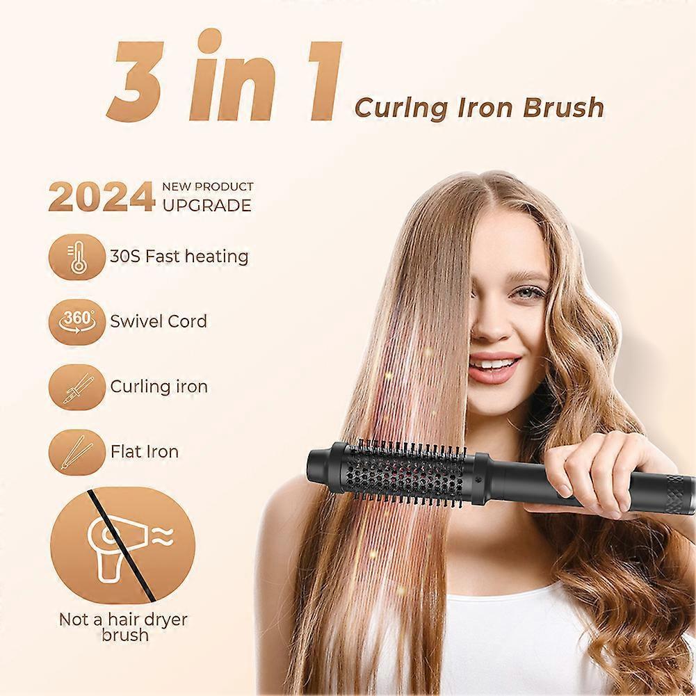 3-in-1 Hot Air Styler Ionic PTC Heating Hair Straightener & Curler, 360 Degree Swivel Cord Travel Hot Styling Brush for Women