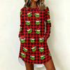 Women's Casual Dress Christmas Print Neck Long Sleeve Festive Holiday Outfit