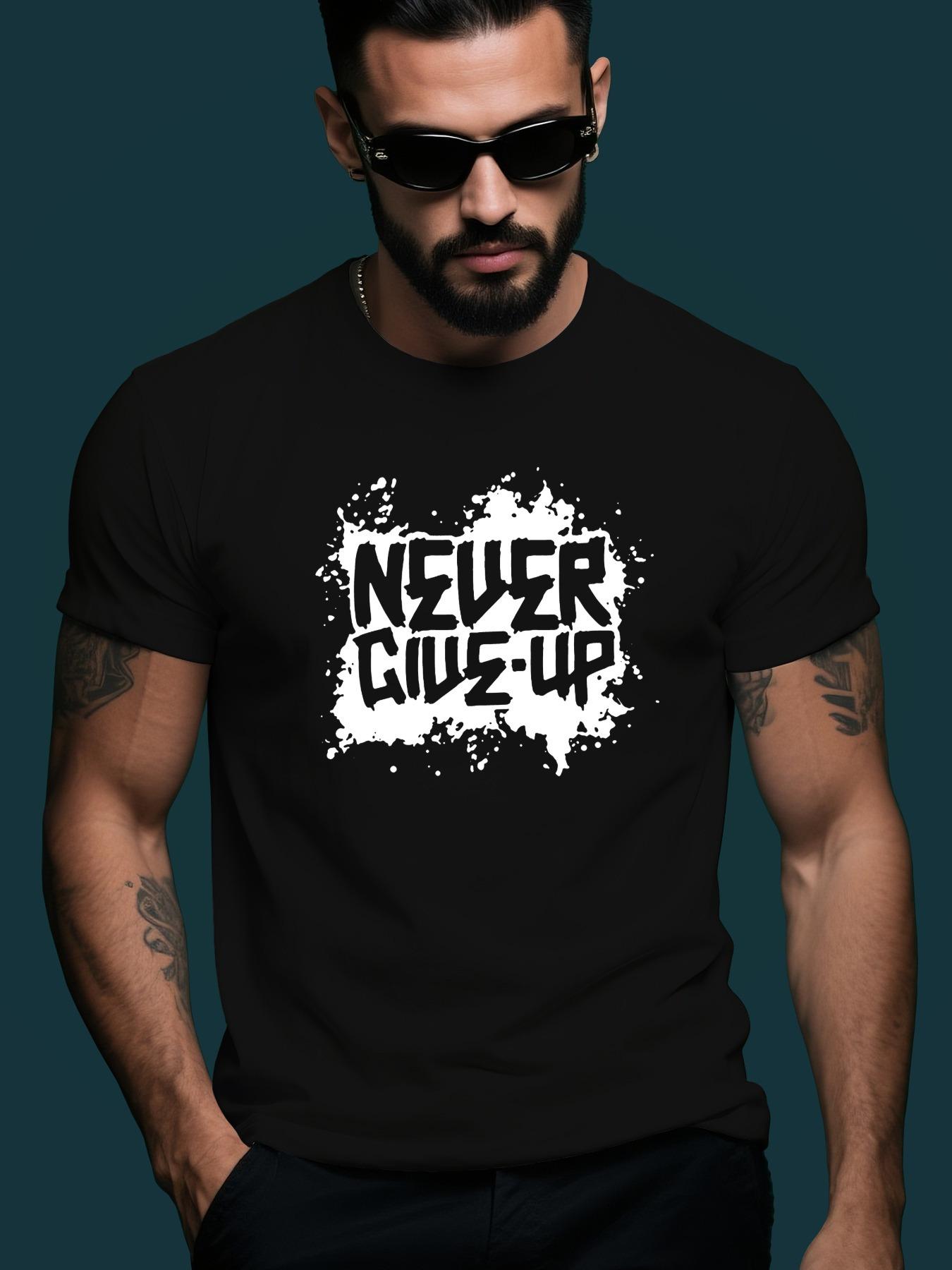 Never-Give-Up Graffiti English Trendy Streetwear Summer C... XXL