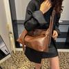 Soft leather retro locomotive bag Spice girl premium feeling shoulder oblique span bag multi-compartment large capacity tote bag women