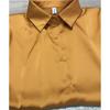 Mote Uformelt kontor Dame satengskjorte Løse lange ermede topper Solid Plus Size Damebluser Elegant Button Up Vintage Enkle Dameskjorter 25678