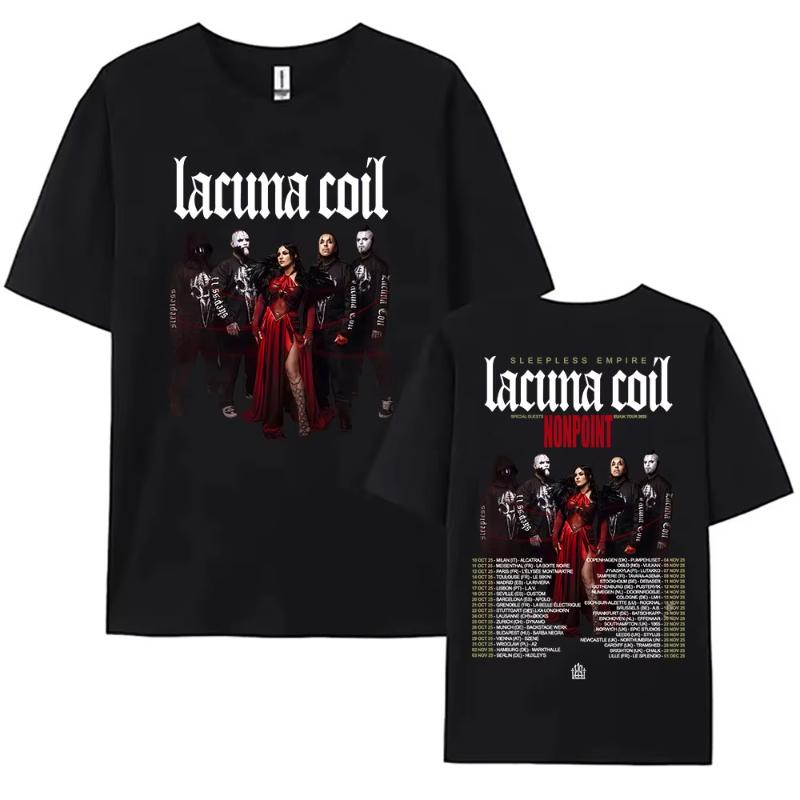 Lacuna Coil Sleepless Empire Tour 2025 Summer Short Sleeved Cotton Fashion Printed Loose Casual Mens Womens Tshirt Street