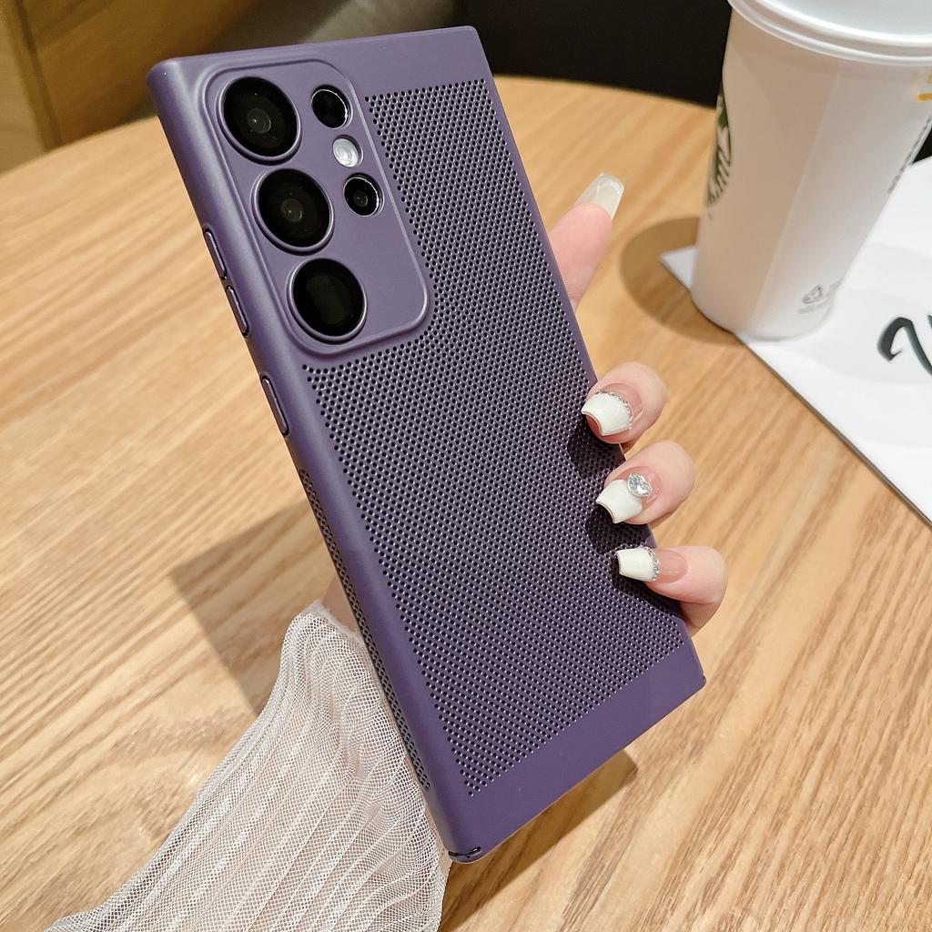 Heat dissipation mesh shell is suitable for Samsung S26Ultra with its own lens film mobile phone case S24 + all-inclusive PC summer hard sheath