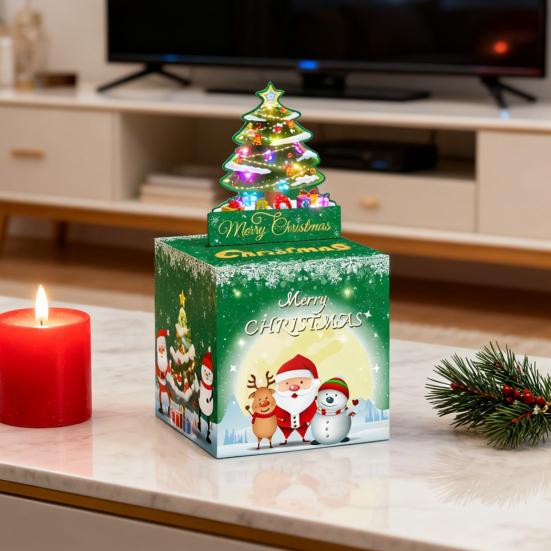 Yousheng Christmas Money Box Pull-out Cash Gift Box DIY Holiday Money Gift Box with Transparent Bags Christmas Money Holder Pull Box for Kids Adults