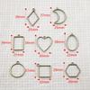 17 Ancient Green DIY Alloy Jewelry Pendants: Moon, Round, Heart with Drip Glue and Hollow Borders.