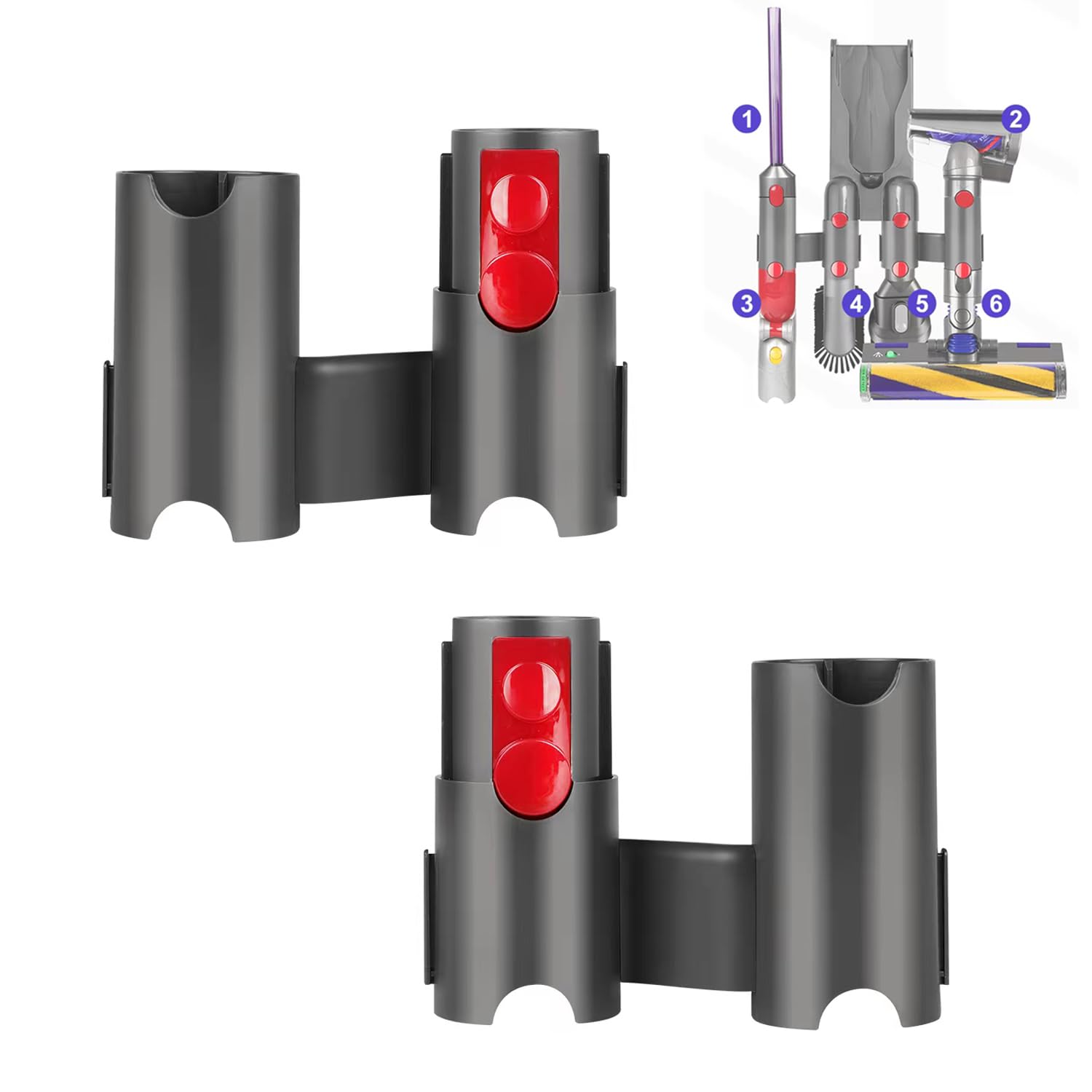 

Набір з 2 тримачів-органайзерів для насадок для акумуляторного пилососа Dyson V15 V12 V11 V10 V8 V7 Outsize, док-станція, настінне кріплення
