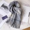 Camel brown 100 pure wool plaid scarf khaki women's winter thickened warm fringed shawl scarf
