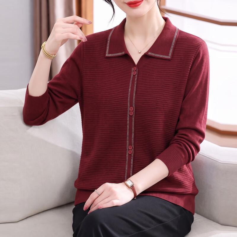 Hengyuanxiang Elegant Women's Lapel Knit Sweater