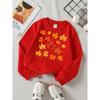 Autumn Leaves Pattern Maple Orange Yellow Girls' Fashionable Crewneck Sweatshirt, Autumn and Winter Western Style Top