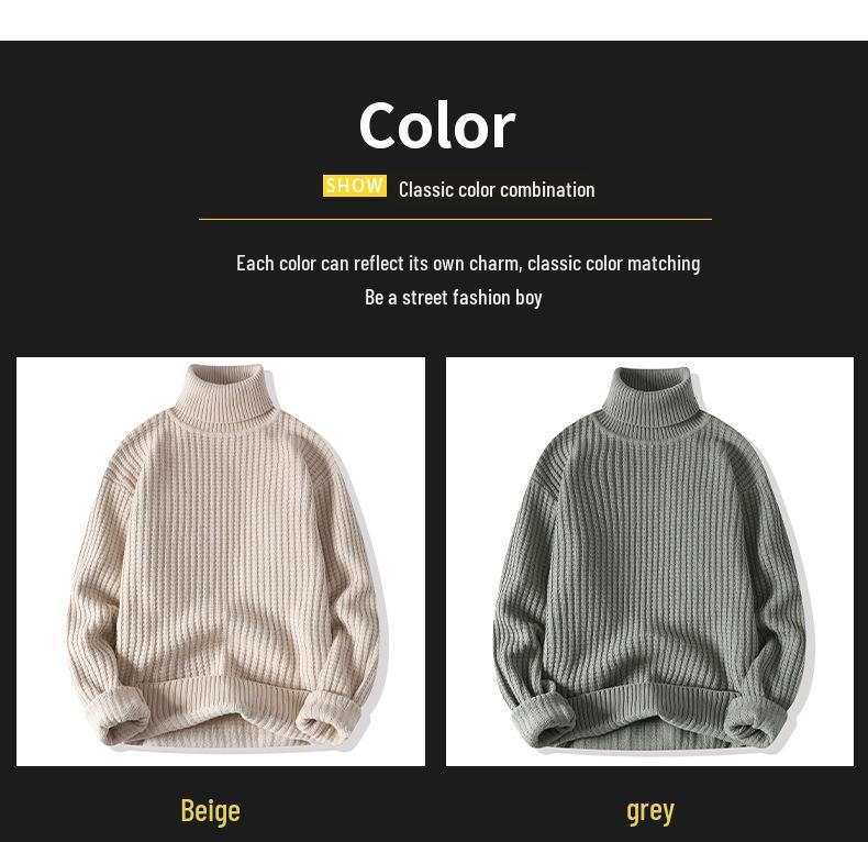 Men's Trendy Korean Style Thick High-Neck Sweater for Autumn/Winter