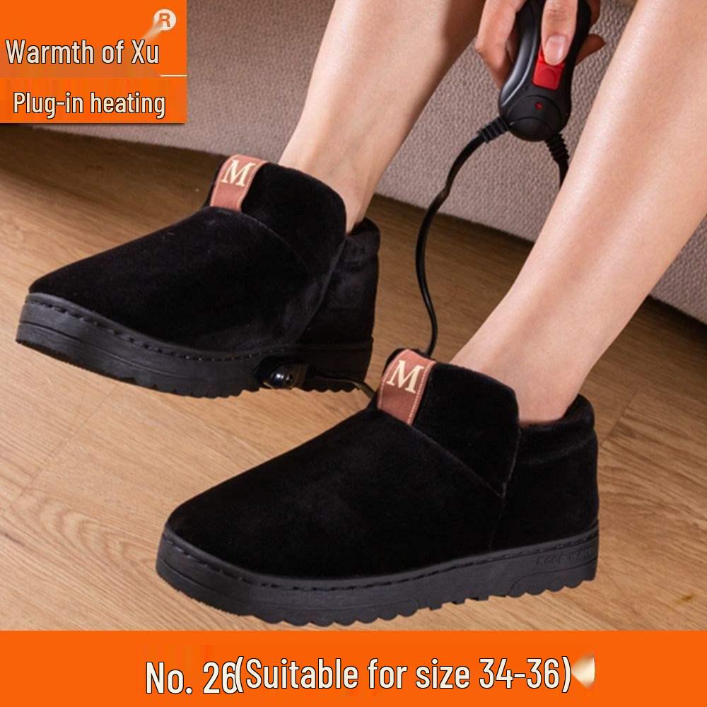 Men's and Women's Electric Heating Rechargeable Cotton Slippers - Warm Feet Device with Walking Pad