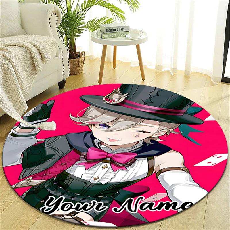 Personalized Genshin Impact Round Chair Office Rug - Perfect for Mat, Office Chair & More - Ideal Gift for Birthdays and Holidays