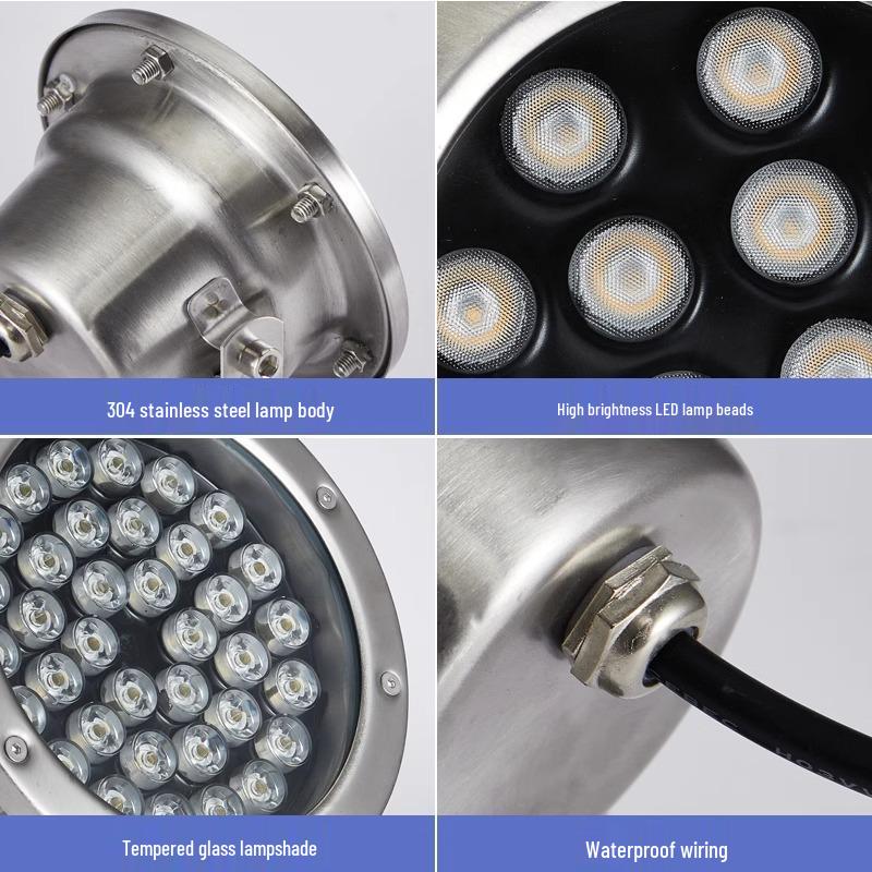 LED Underwater Pool & Pond Light: Colorful Waterproof Spotlight for Swimming Pools, Fountains, and Water Features