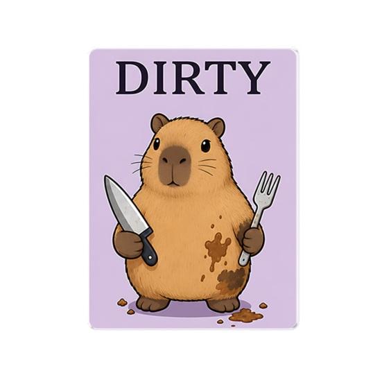 Heavy Duty Magnetic Sign Clean Dirty Dishwasher Magnet, Acrylic Cartoon Animal Sign, Double-Sided & Magnet for Kitchen Decoration Double Sided