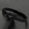 Herren Doppel-lagiges geknotetes Seilarmband für Damen Schwarzer Edelstahl Schieber Magnetverschluss Unendlichkeit Partner Schmuck