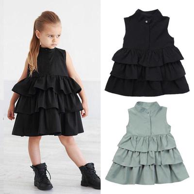 Newborn Kids Baby Girls Party Dress Sleeveless O Neck Cake Ruffle Tutu Bubble Dresses Summer Baby Girl Sweet Dress Clothes