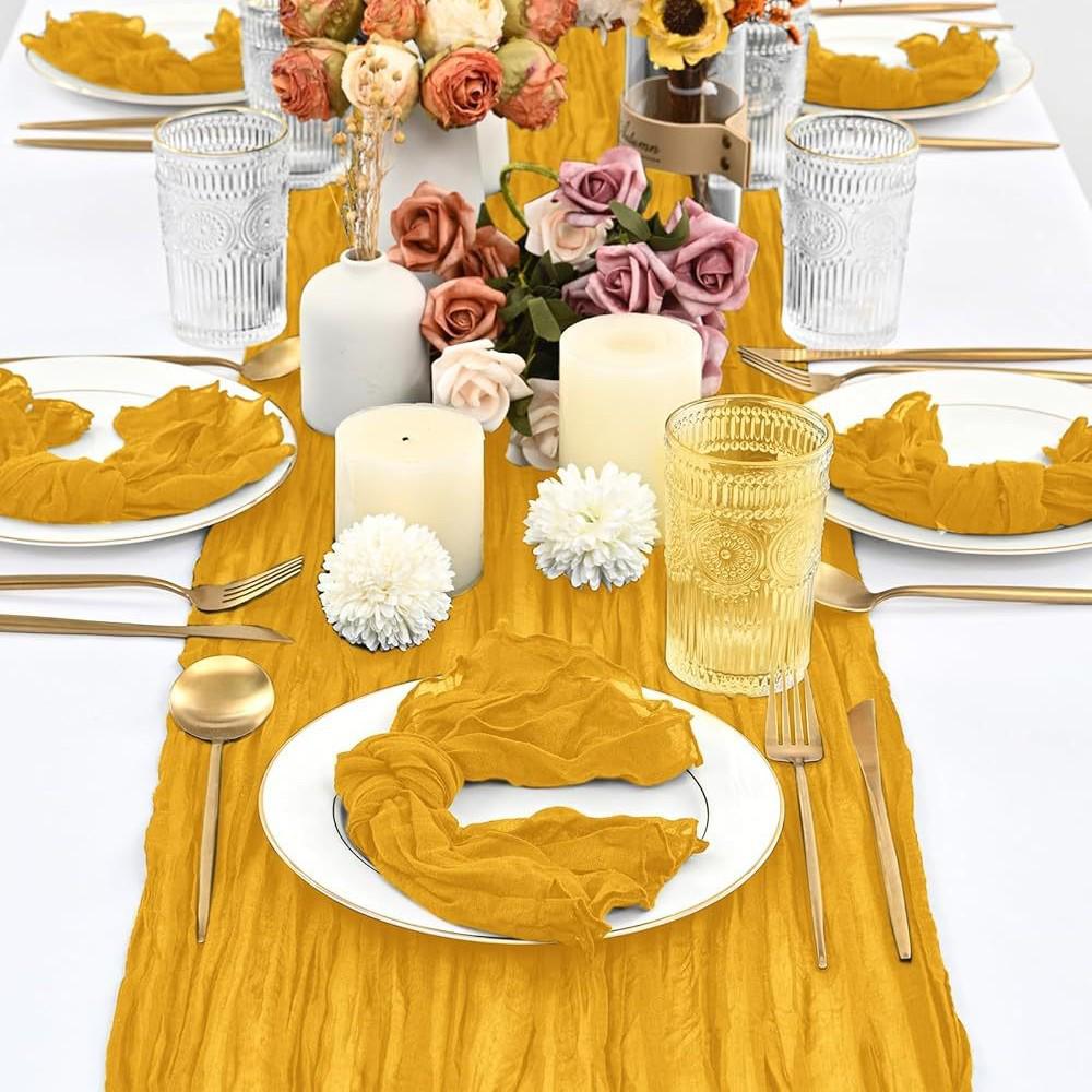 Bali Garn Krepp Tischläufer für Hochzeiten & Veranstaltungen - Plissierte Gaze Polyester Serviette