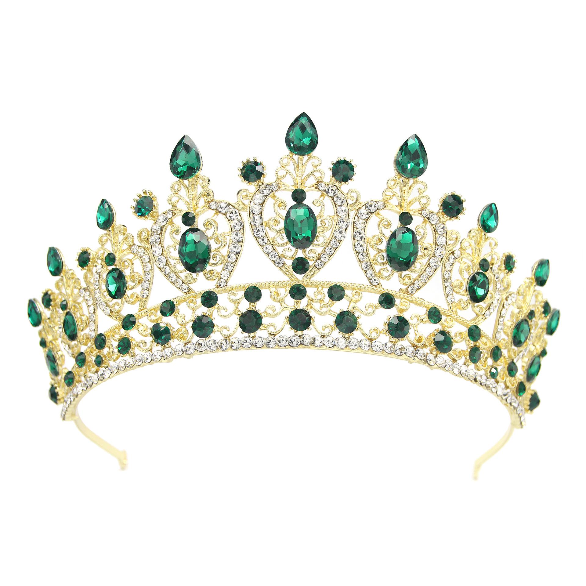 

Летние аксессуары для волос Европейская и американская красная свадебная тиара из сплава с гальваническим покрытием в стиле барокко с цветными кристаллами Свадебная тиара Благородная