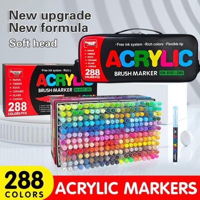 Guangna 8101 Flüssig-Acryl-Marker mit weicher Spitze - 168 Farben Schüler-Kunstset