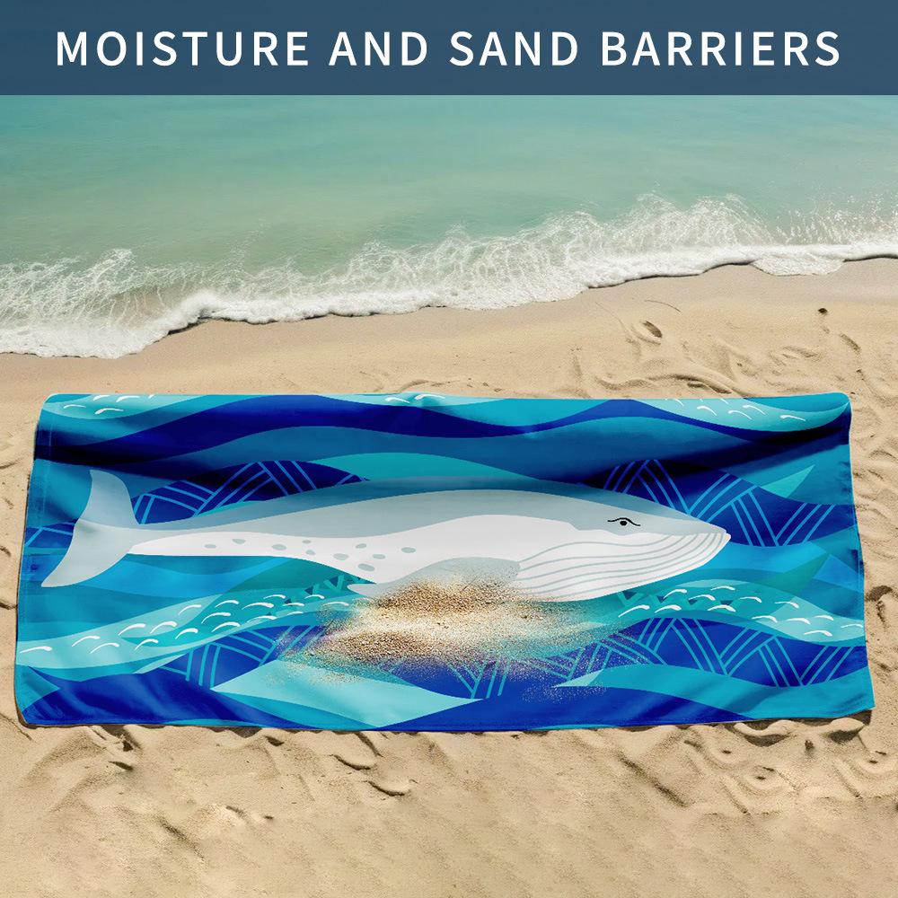 Double-sided Velvet Beach Towel, Microfiber Printed Bath Towel, Beach Swimming Quick-drying Towel