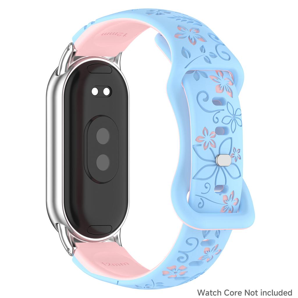 New Silicone Flower 3D Engraved Bracelet for Xiaomi Band 9 NFC Smart Watch Breathable Watchband for Xiaomi Band 8 NFC strap