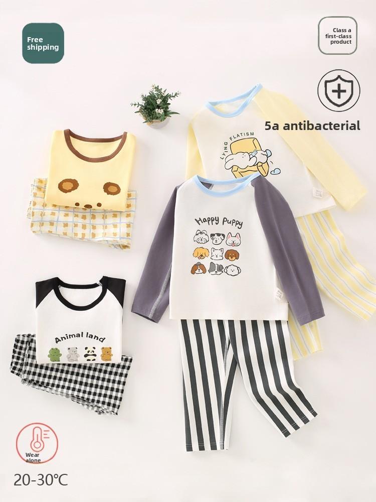 Kids Cotton Thermal Underwear Set With Soft Fabric For Autumn And Spring Playtime