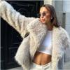 Giacca in pelliccia di volpe di lusso alla moda da donna, autunno inverno, manica lunga, calda, in pelle scamosciata, abbigliamento casual da strada