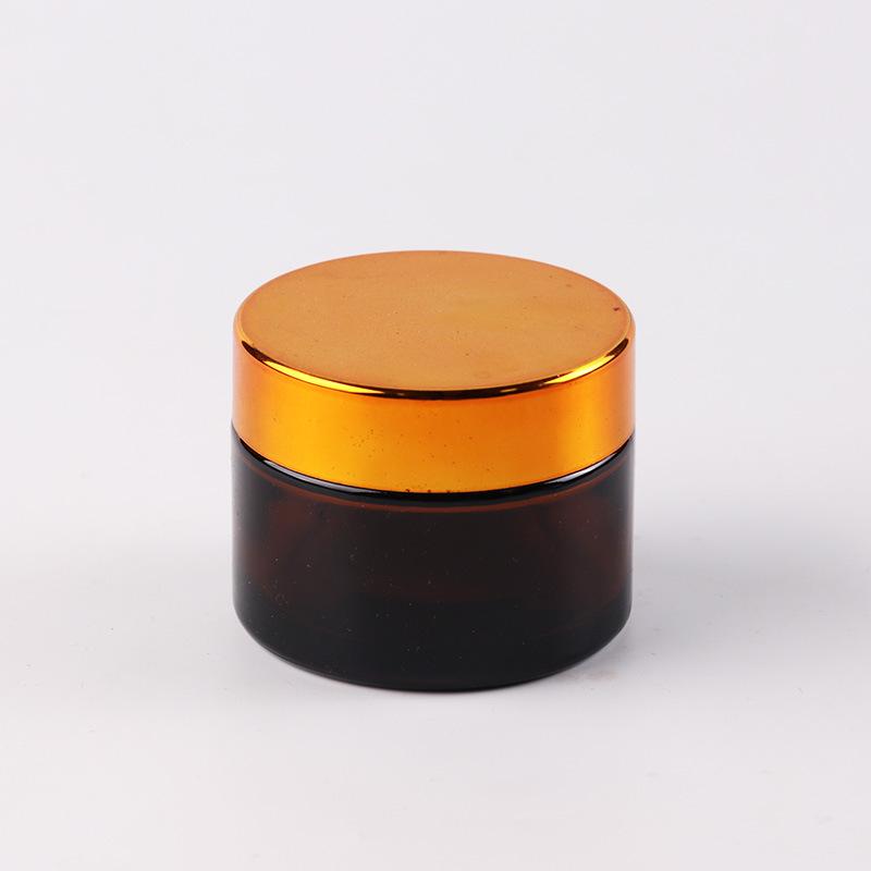 Amber & Brown Glass Cosmetic Jars - 50g, 100g, 30g (Travel Container for Face Cream & Ointment)