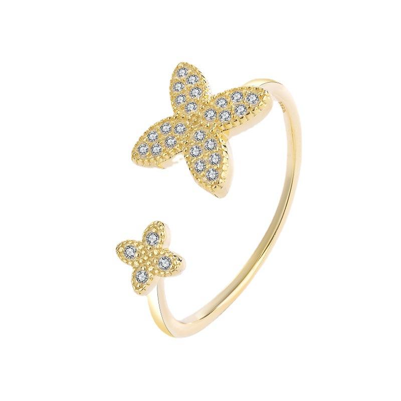 

POMOiii Ins Trend Net Red Flowers Petals Micro Zirconia Новая мода в Европе и США Темперамент Личность S925 Кольцо из стерлингового серебра