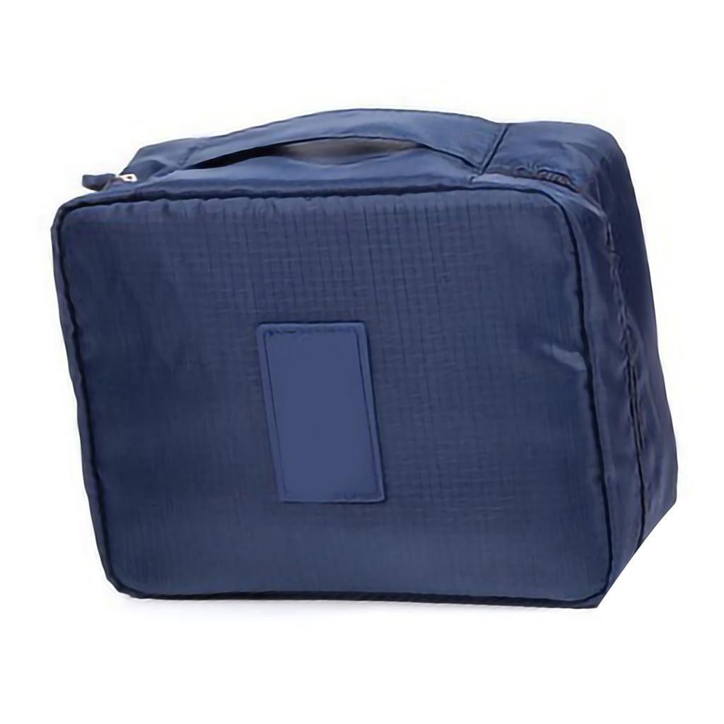 Torba do przechowywania kosmetyków do makijażu Tkanina Oxford Uchwyt Zamknięcie na zamek Błyskawiczny Kosmetyczka Podróżna Ciemnoniebieska
