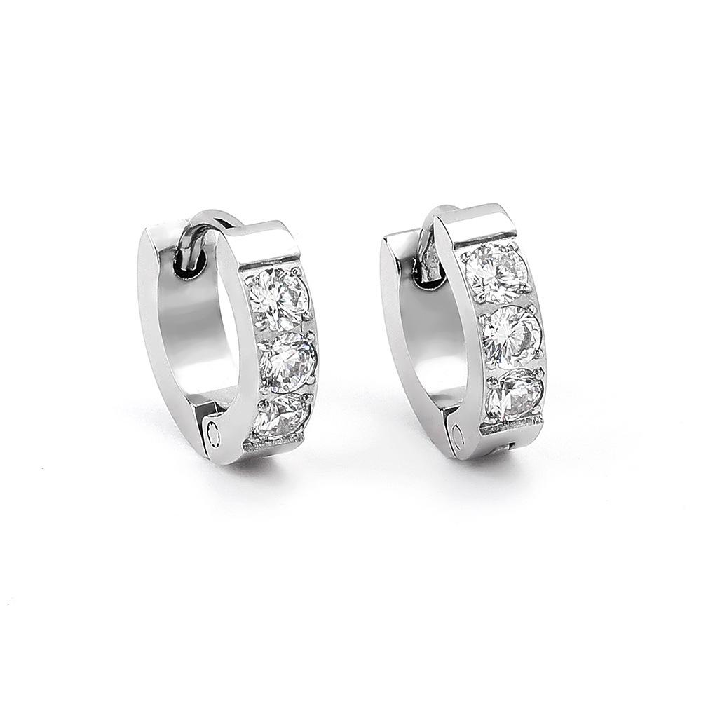 

Одинарный ряд бриллиантов из нержавеющей стали кафф для уха - Серьги-клипсы из титановой стали для козелка уха