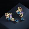 Fashion Kaleidoscope zircon Earrings  Silver Temperament Street Trend Kaleidoscope Earrings party birthday jewelry gift