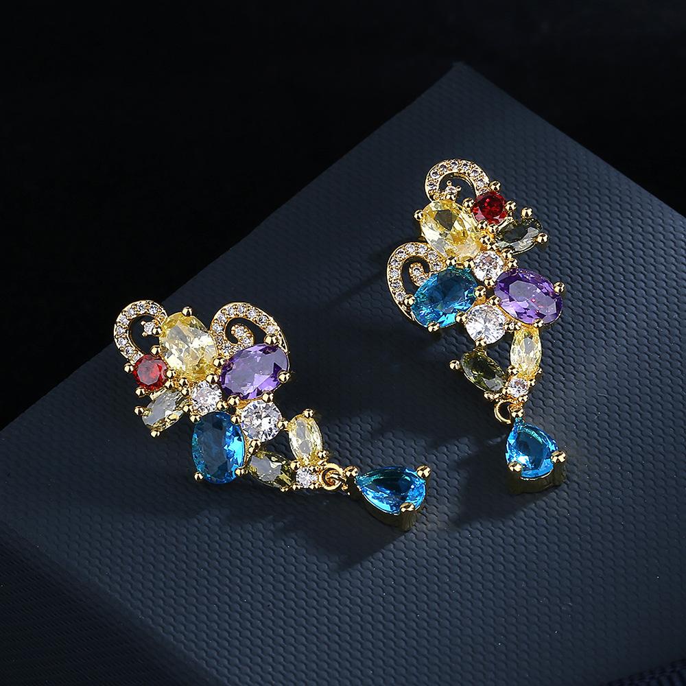 Fashion Kaleidoscope zircon Earrings  Silver Temperament Street Trend Kaleidoscope Earrings party birthday jewelry gift
