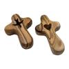 Small Hand Held Olived Wooden Crosses Portable Holding Wood Pocket Clinging Crucifix Palms Size Crosses Christian Gift