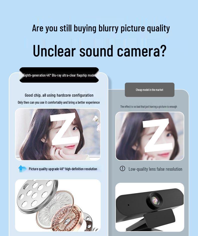 4K Ultra HD Live Streaming Camera with Microphone for Desktop, Online Classes, Conferences, and Beauty Sessions