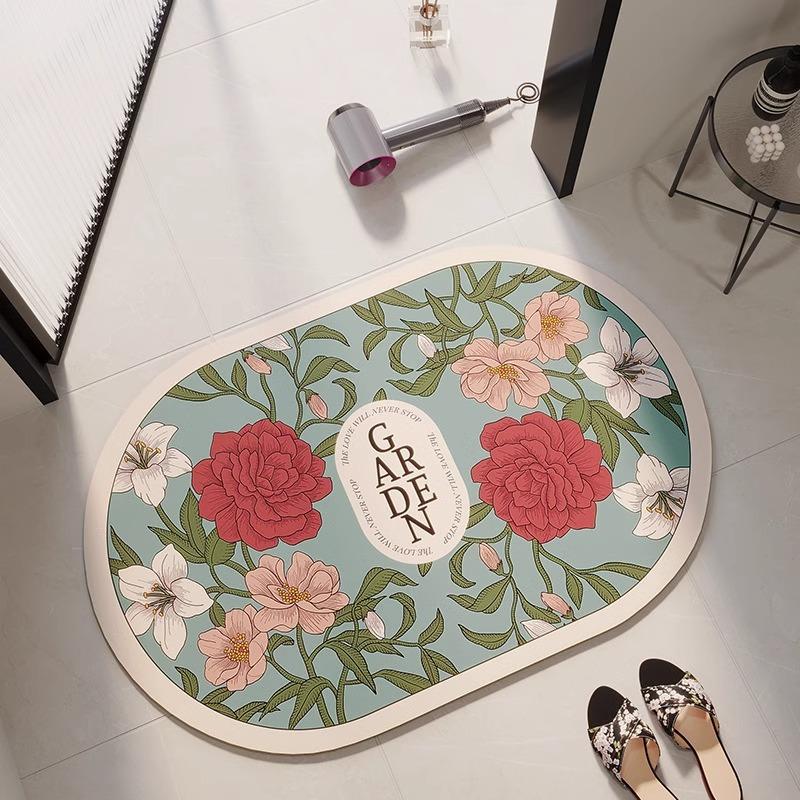 Diatom Mud Mat Bath Area Non-slip Cushion Rural Home Toilet Entry Entry Quick Drying Soft Carpet Foot Mat Moisture-wicking
