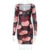 Vestido Feminino Sexy Sem Alças Estampado de Renda Feminino Elegante Sem Mangas Vestidos de Banquete Verão 2022 Floral Costas Abertas Roupas de Noite