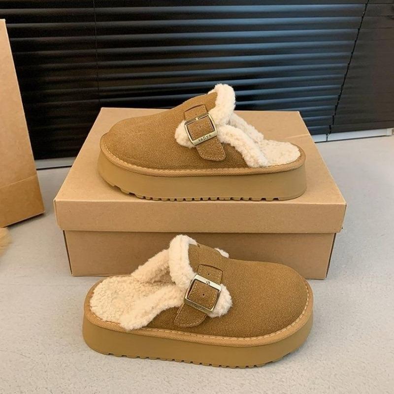 

2026 House Slippers Platform Fur Flip Flops Shoes Woman Winter Footwear Cover Toe Plush New Slides Snow Boots Winter 40
