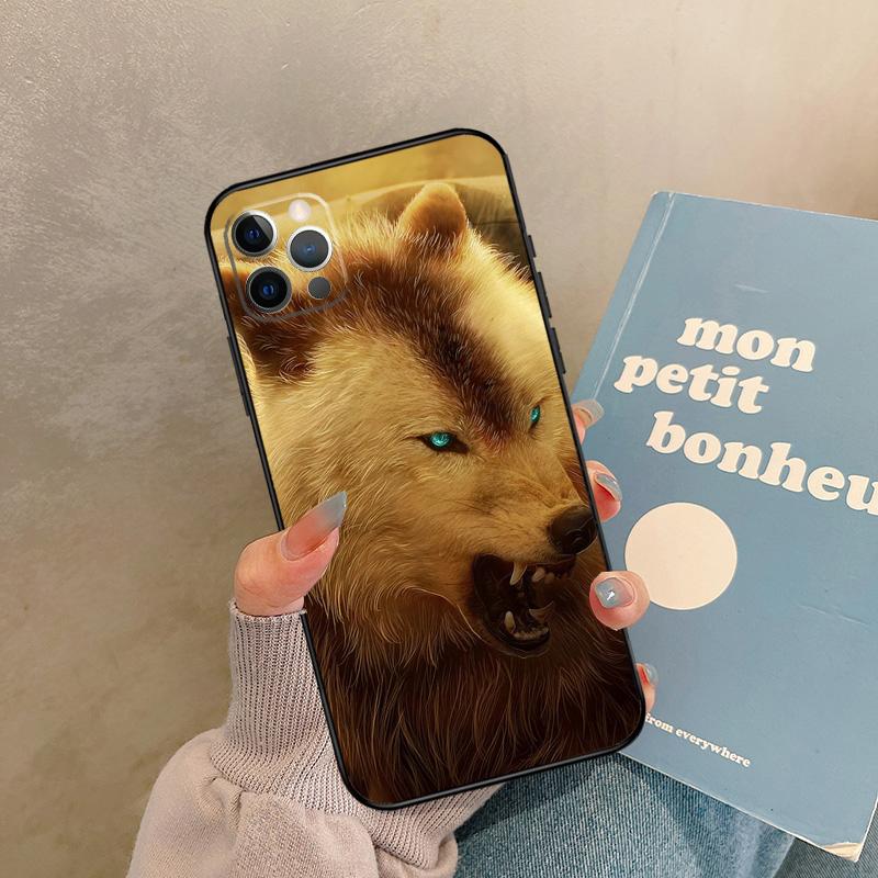 Angry Wolf Case For iPhone 17 Air 16 15 14 13 11 12 Pro Max 13 Mini XR 15 16 Plus 16e Back Cover Shell