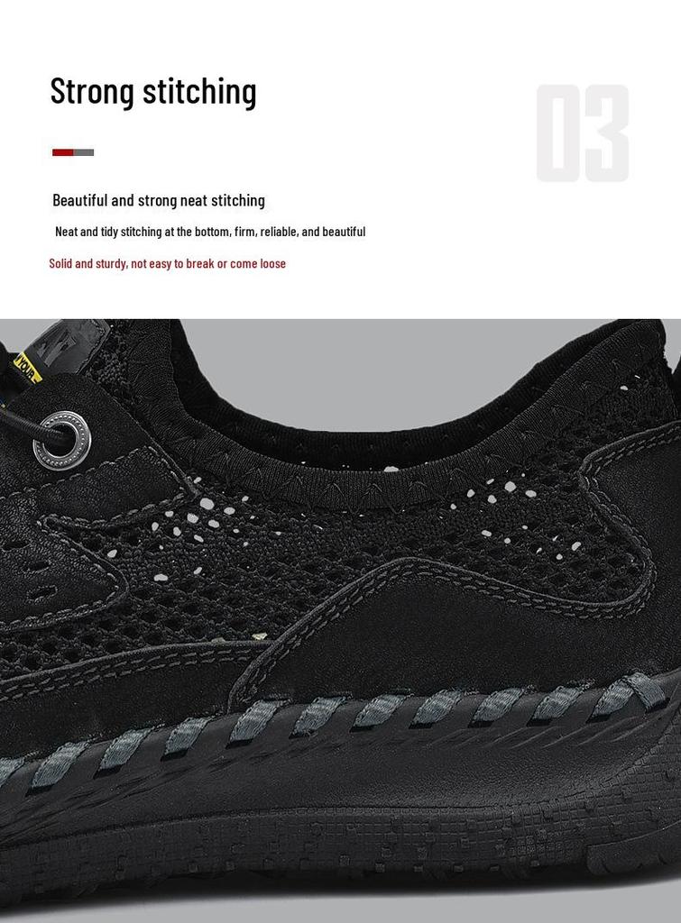 2022 Men's Summer Casual Leather Mesh Shoes – Fashionable & Breathable Handmade Design
