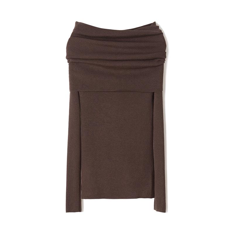 Women's Slim Fit One-Shoulder Knit Top: Early Autumn High-End Sweater Layer