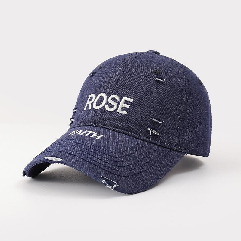 New alphabet embroidered baseball cap ripped hip hop visor children spring and summer fashion versatile cap