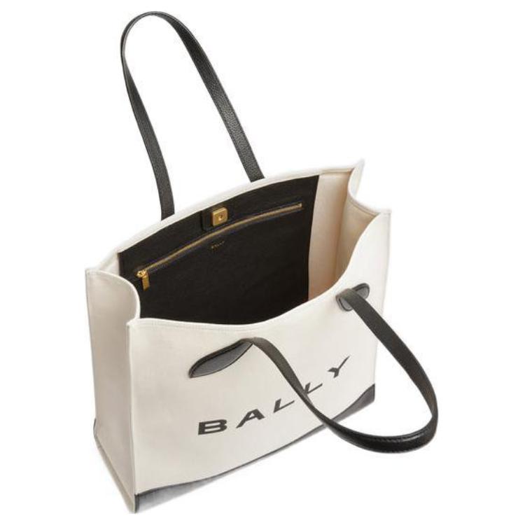 Bally Minimalist Fabric Tote Bag Shopping Bag Shoulder Handbag Regular Women Tote Bags White 6304517
