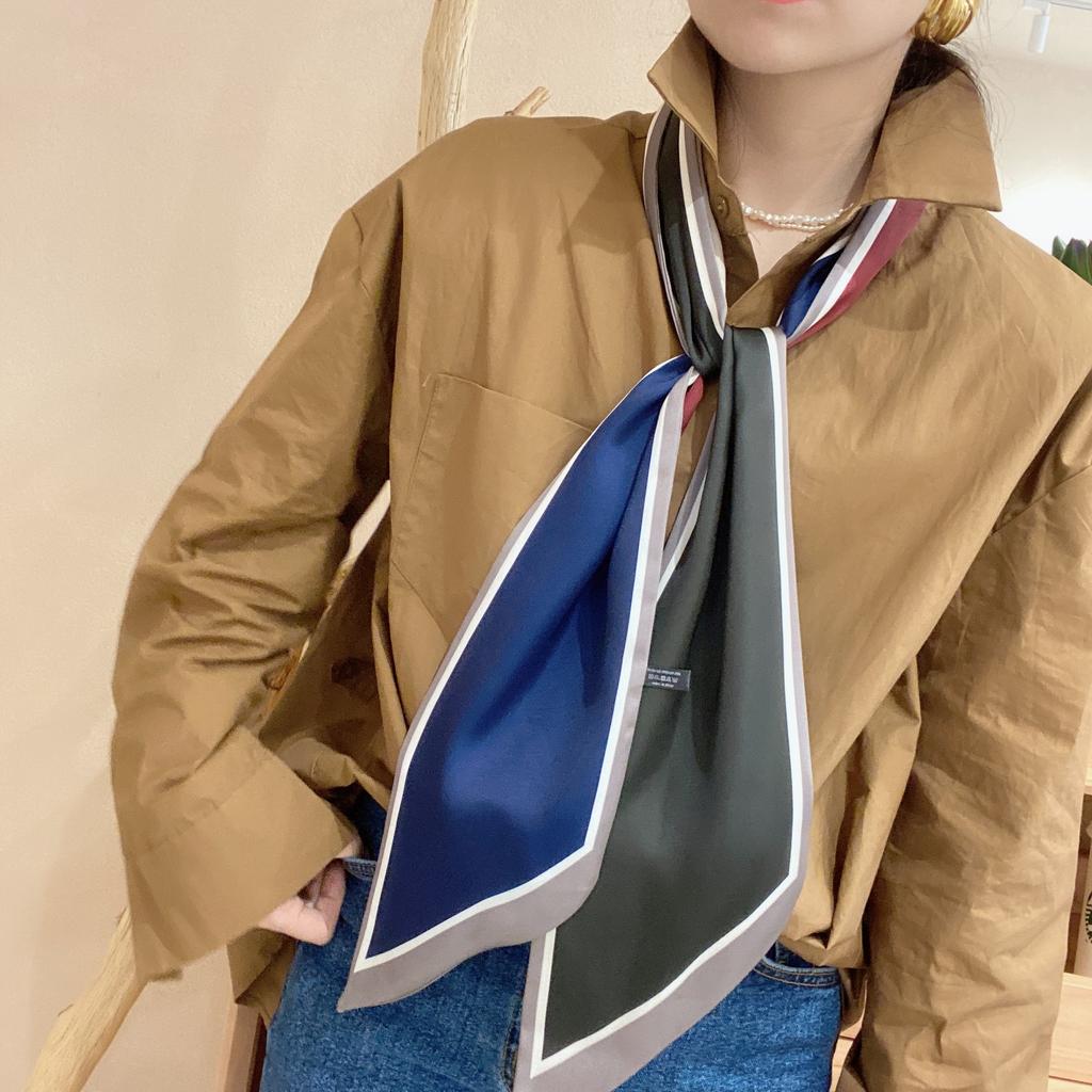 Primavera e verão cetim longo cachecol para mulheres protetor solar xale moda beleza cena cetim longo cachecol versátil viagem cachecol