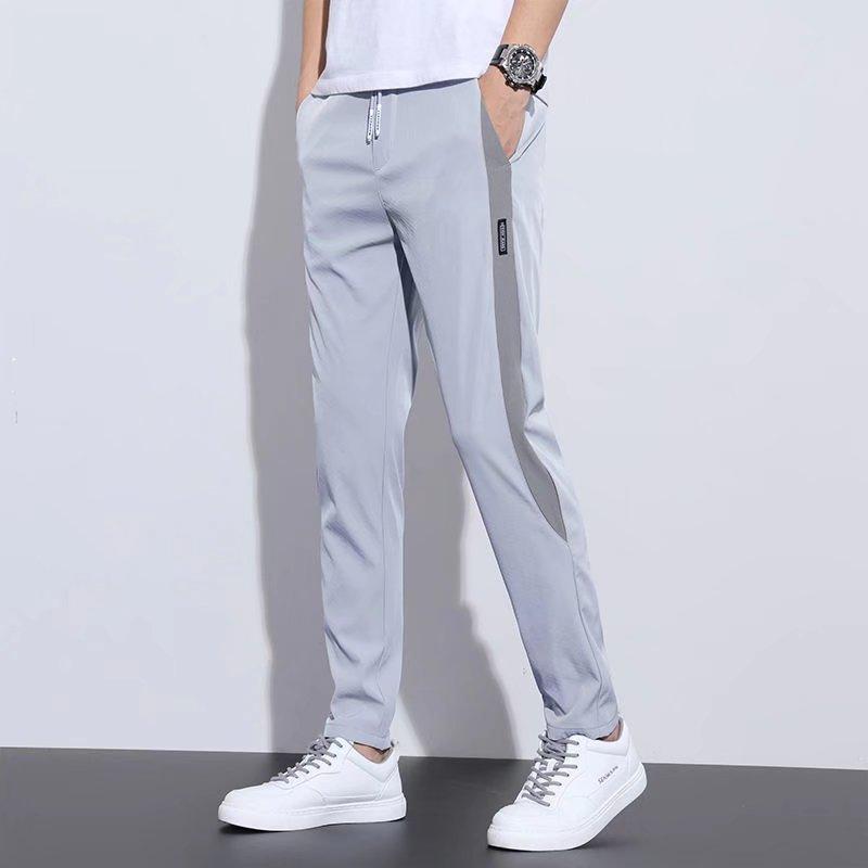 Men's Summer Casual Pants Thin Straight Color Matching Personalized Trend Ice Pants