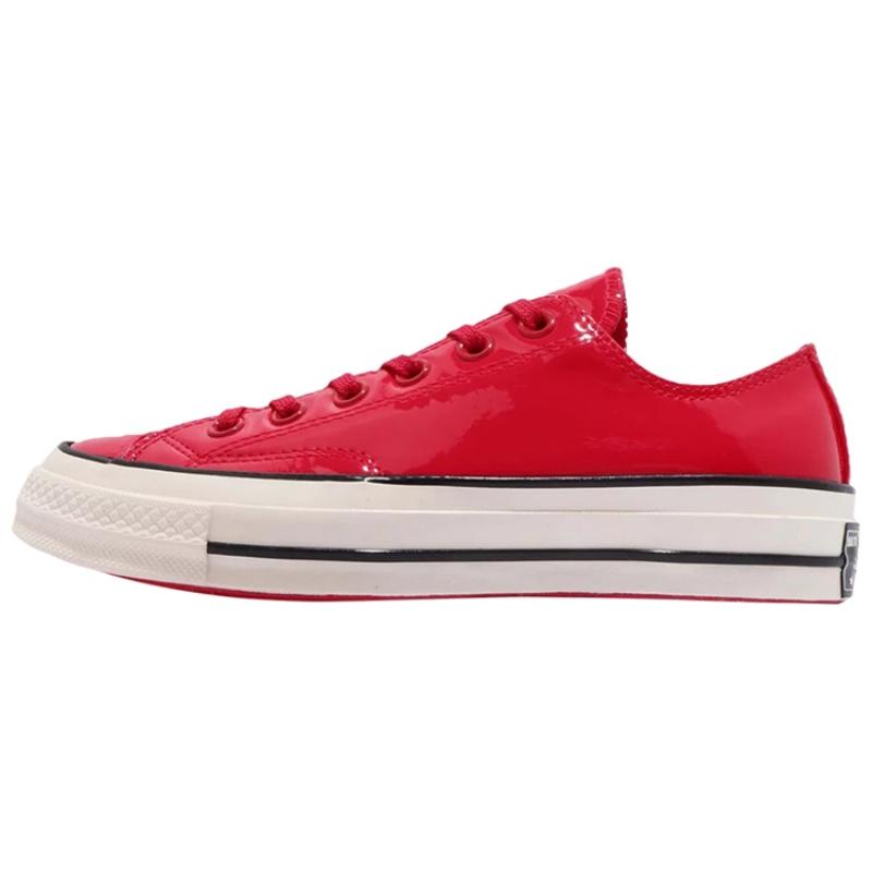 Converse 1970s Chuck Patented 90s Leather Low Round Toe Lace-up Low-top Canvas Shoes Unisex Red Patent Leather