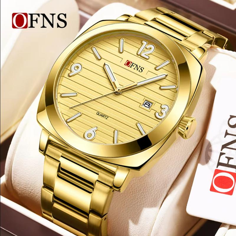 OFNS Fashionable Thin Men's Quartz Watch Waterproof Night Light Single Calendar Simple Ccasual Men's Quartz Watch