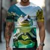 New Men's Animal Graphic T-shirt Summer Fun and Fashionable Short-sleeved Top Men's Loose Round-neck T-shirt Parent-child Outfit