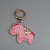 Instant Wealth Leather Keychain with Cartoon Pony Pendant for Couples – Trendy Bag and Car Accessory